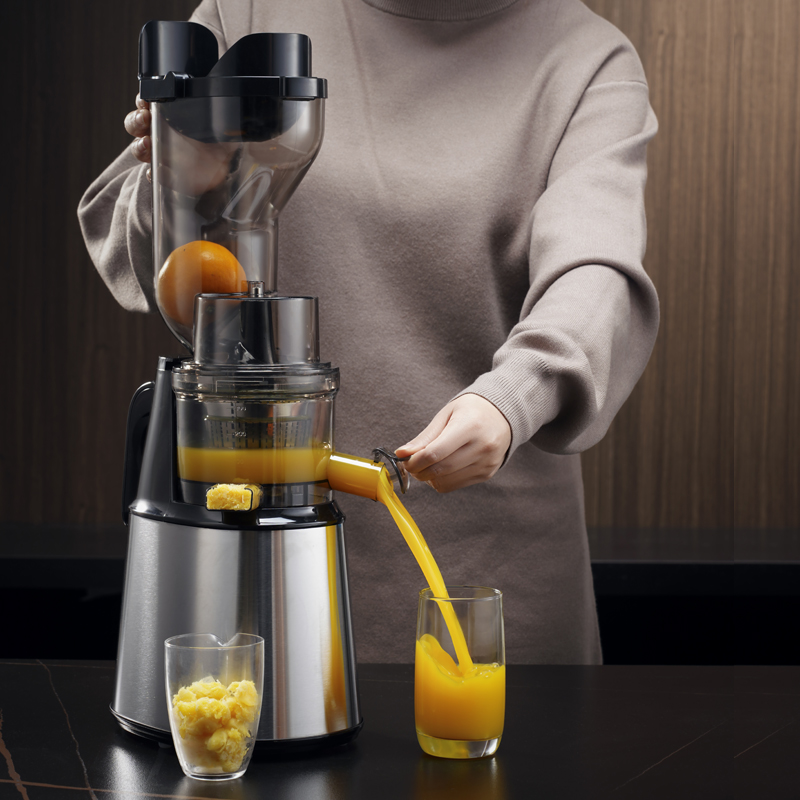 Electric Slow Juicer Cold Press - เครื่องสกัดน้ำผักผลไม้ส้มแบบมืออาชีพอเนกประสงค์ ปากกว้าง แบบสกัดเย็น คั้นน้ำผลไม้แบบหมุนช้า ใช้ไฟฟ้า