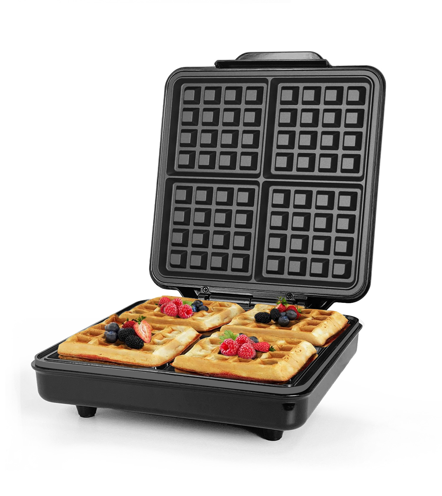 Mini Waffle Maker Machine - เครื่องทำวาฟเฟิลเบลเยียมอัตโนมัติขนาดเล็ก 1200 วัตต์ 4 ช่อง แบบสองโซน