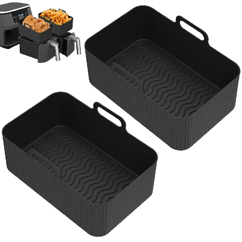 Air Fryer Silicone Pot Liner - หม้อซิลิโคนสำหรับหม้อทอดไร้น้ำมัน 2 ชิ้น แผ่นรองซิลิโคนสำหรับหม้อทอดไร้น้ำมัน ทนความร้อน ตะกร้าซิลิโคนสำหรับหม้อทอดไร้น้ำมัน