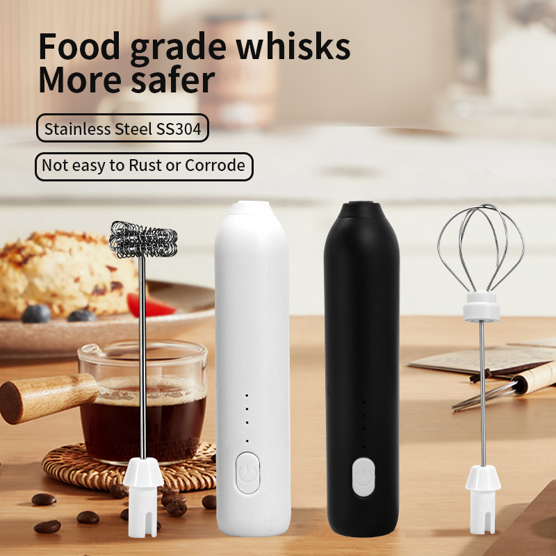 Electric Milk Frother Handheld - 2 In 1 เครื่องตีฟองกาแฟไฟฟ้า + เครื่องตีไข่ไร้สาย
