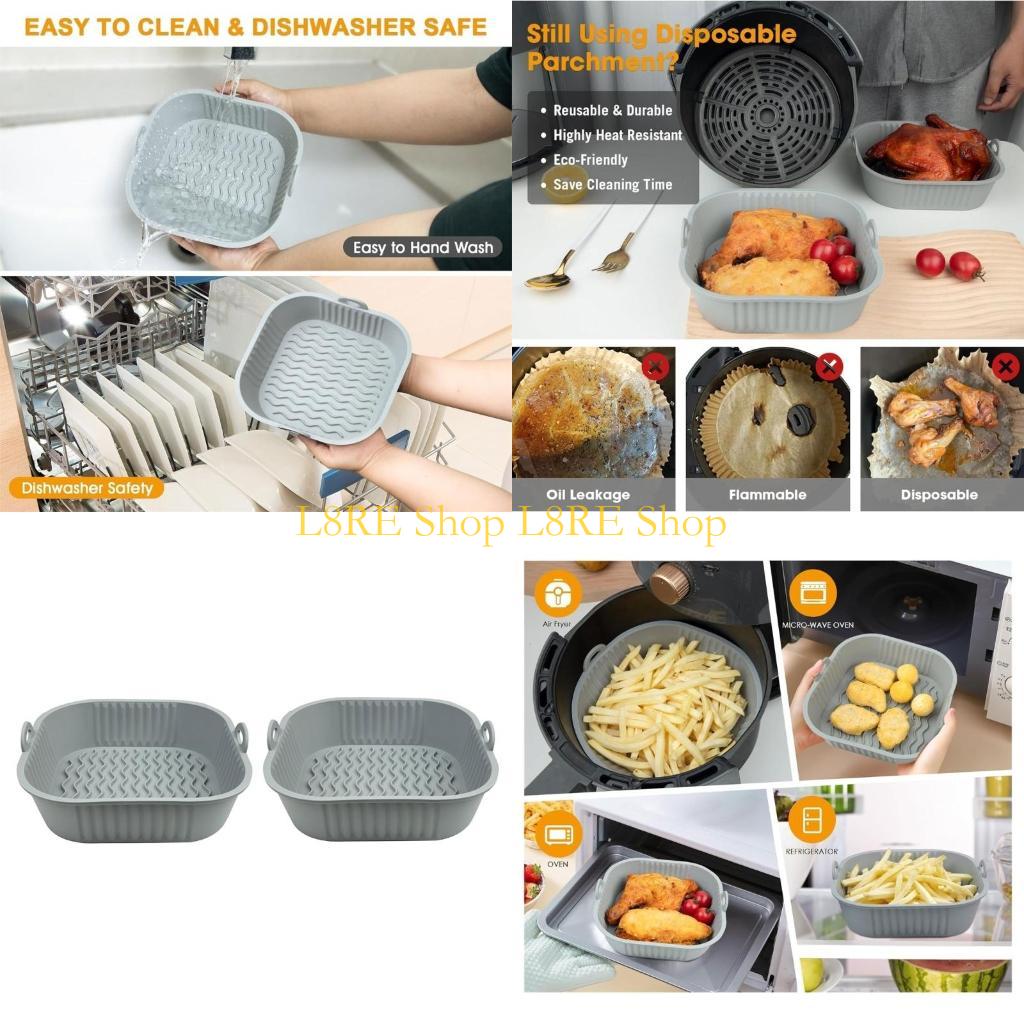 Air Fryer Silicone Pot Liner - L8RE แพ็คของ 2 ซิลิโคนหม้อตอร์ปิโดแอร์หม้อทอดสีซิลิโคนแอร์ตะกร้าตะกร้าซิลิโคนแอร์อุปกรณ์เสริมวัสดุซิลิโคนวัสดุซิลิโคนวัสดุ