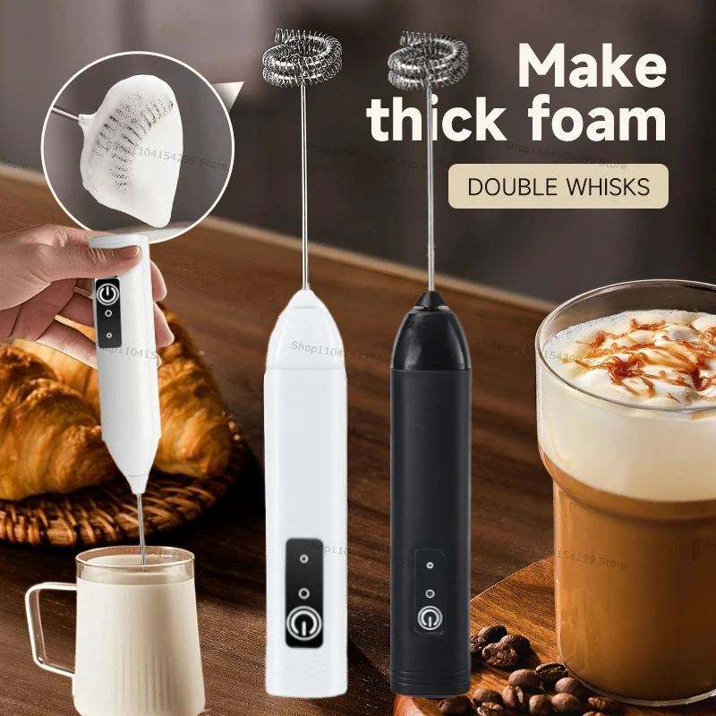 Electric Milk Frother Handheld - เครื่องตีฟองนมไร้สาย เครื่องปั่นมือถือไฟฟ้า เครื่องทำกาแฟขนาดเล็กแบบไฟฟ้า พร้อมสาย USB สำหรับทำกาแฟ