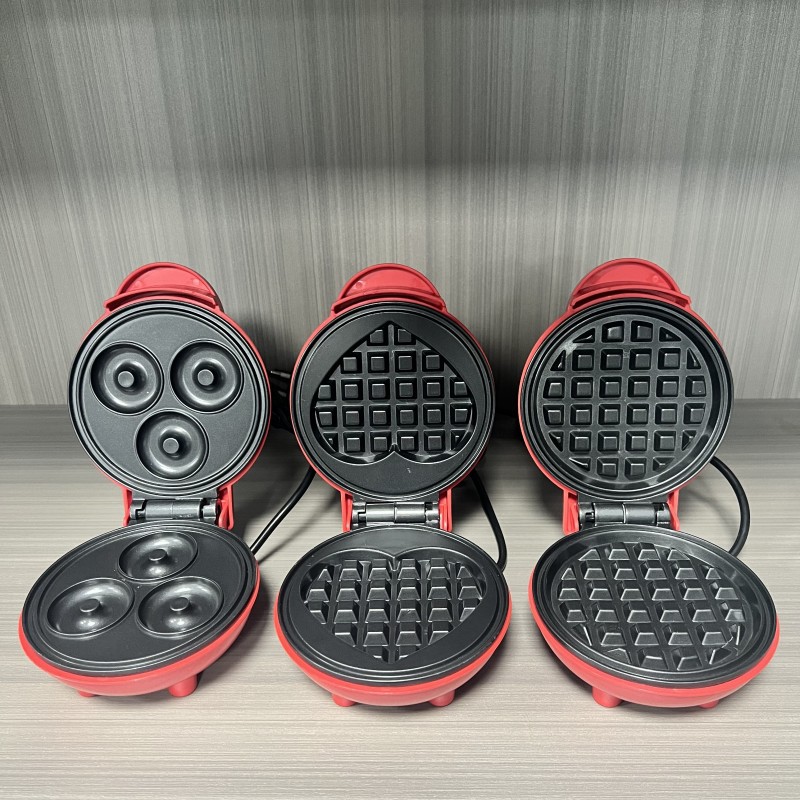 Mini Waffle Maker Machine - เครื่องทำวาฟเฟิลรูปหัวใจขนาดเล็กอเนกประสงค์ เครื่องปิ้งขนมปังแบบสองด้าน เครื่องอบขนมแบบพกพาสำหรับงานเลี้ยงครอบครัว