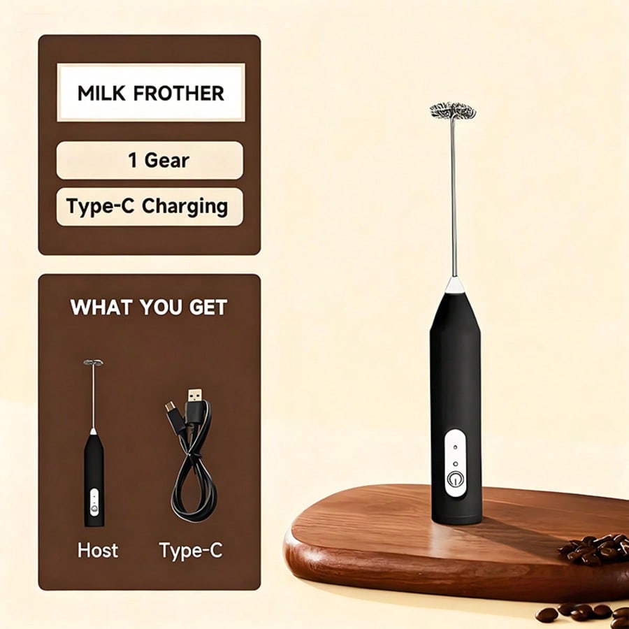 Electric Milk Frother Handheld - เครื่องผสมอาหารไฟฟ้าแบบมือถือ 1 ชิ้น, เครื่องตีไข่, เครื่องทำฟองนม, เครื่องทำกาแฟ,