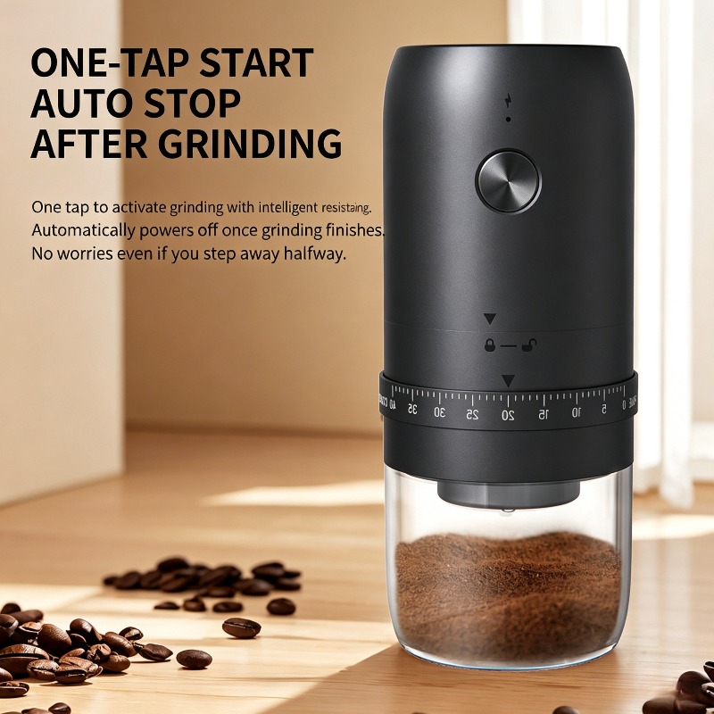 Coffee Bean Grinder Electric - เครื่องบดเมล็ดกาแฟไฟฟ้าแบบพกพา USB 40 ระดับความละเอียด เครื่องบดกาแฟแบบชาร์จไฟได้ เครื่องบดกาแฟขนาดเล็กสำหรับใช้ในบ้าน