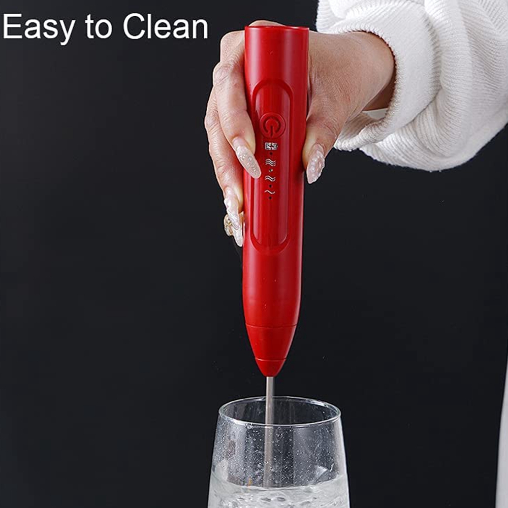 Electric Milk Frother Handheld - ABRE-เครื่องตีฟองนมไฟฟ้า,เครื่องตีฟองนมแบบชาร์จไฟได้แบบพกพา 3 ความเร็วเครื่องผสมเครื่องดื่มสำหรับคาปูชิโน ลาเต้