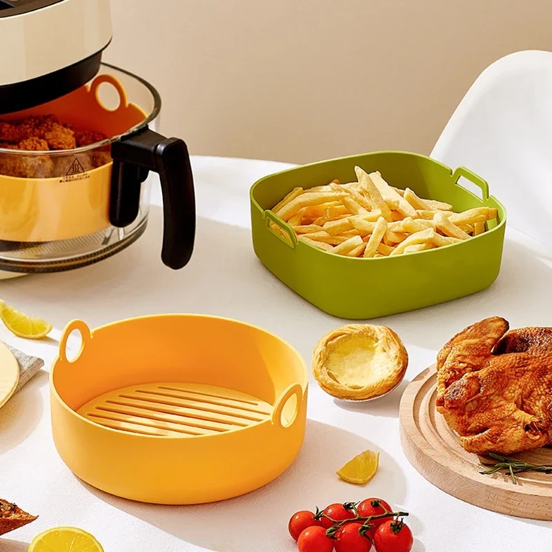 Air Fryer Silicone Pot Liner - ชามซิลิโคนหม้อทอด Air fryer ทรงสี่เหลี่ยมใช้ซ้ำได้ถ้วยหม้อทอด Air fryer