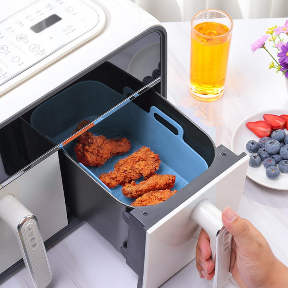 Air Fryer Silicone Pot Liner - หม้อทอดไร้น้ำมัน แผ่นรองหม้อทอด ถาดย่าง ตะกร้าทอดไร้น้ำมันแบบไม่ติดกระทะ ถาดอบทรงสี่เหลี่ยม อุปกรณ์ครัวเรือน