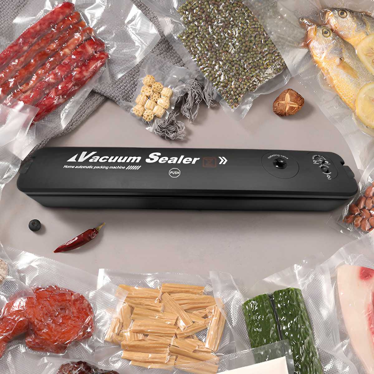 Food Vacuum Sealer Machine - เครื่องซีลสูญญากาศสำหรับอาหาร 220V ปลั๊ก EU พร้อมถุงสูญญากาศ 10