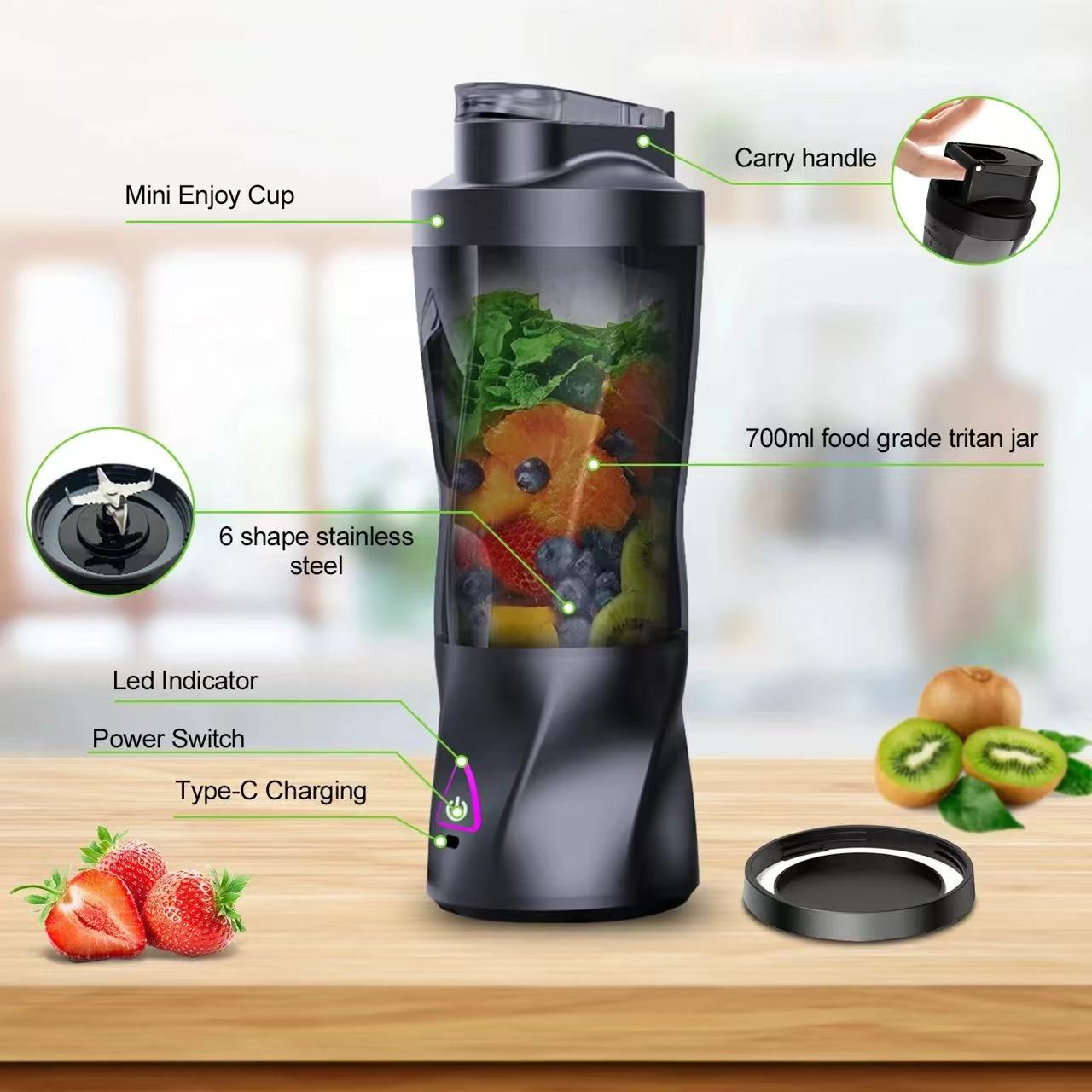 เครื่องคั้นน้ำผลไม้ไฟฟ้าแบบพกพ - Portable Blender Usb Rechargeable บทวิจารณ์และราคา