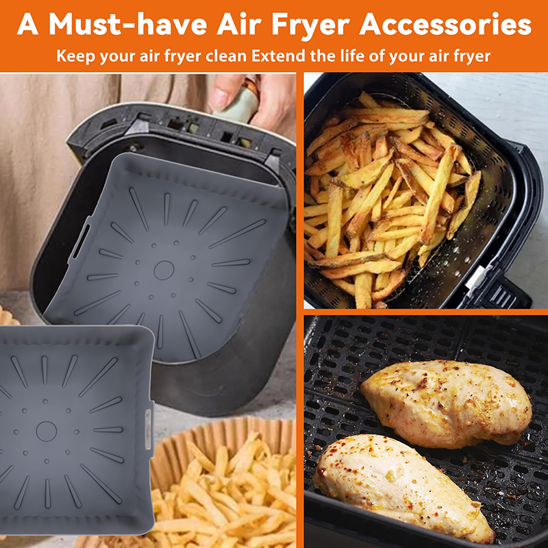 สแควร์ขนาดใหญ่ซิลิโคน Air Frye - Air Fryer Silicone Pot Liner บทวิจารณ์และราคา