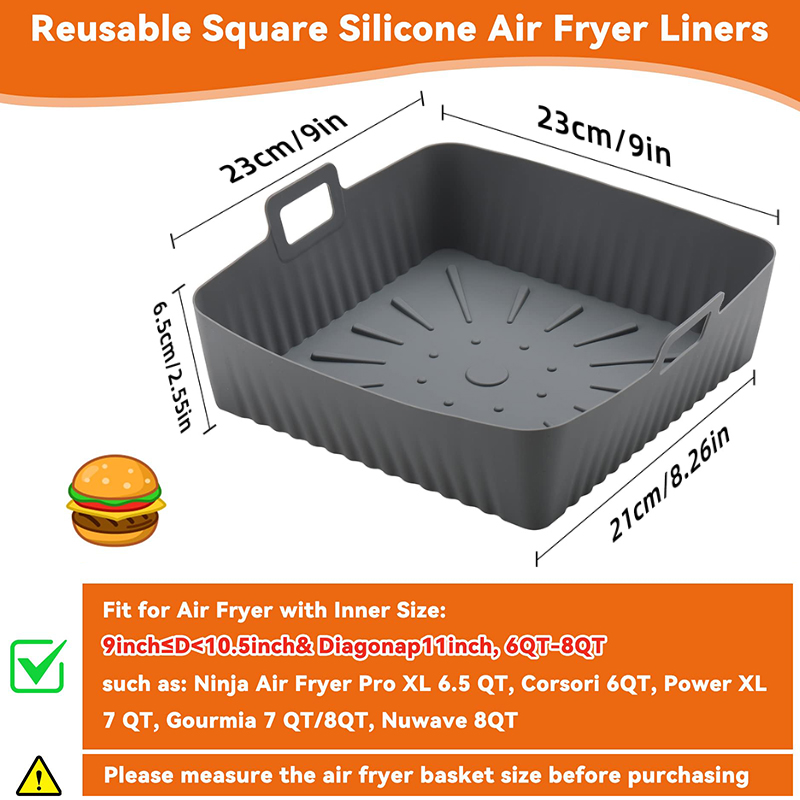 ขนาดใหญ่ 23 ซม.Air Fryerซิลิโค - Air Fryer Silicone Pot Liner บทวิจารณ์และราคา