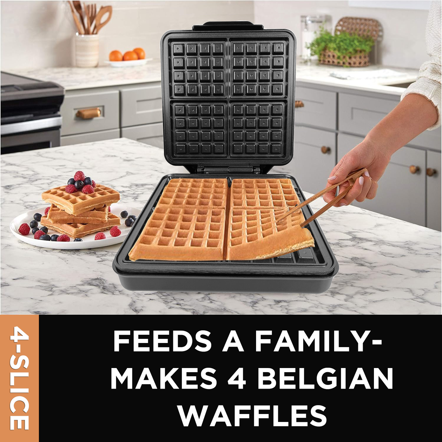 เครื่องทำวาฟเฟิลเบลเยียมอัตโนม - Mini Waffle Maker Machine บทวิจารณ์และราคา
