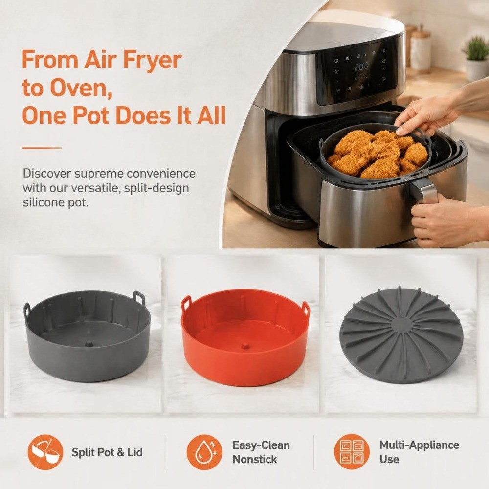หม้อซิลิโคนสำหรับหม้อทอดไร้น้ำ - Air Fryer Silicone Pot Liner บทวิจารณ์และราคา