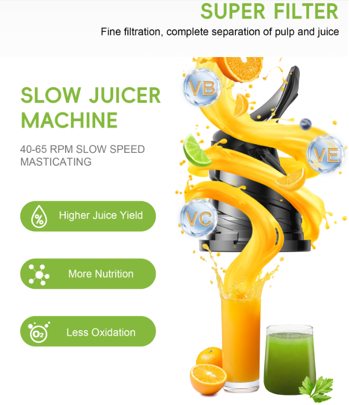 เครื่องคั้นน้ำผลไม้แบบพกพาขนาด - Electric Slow Juicer Cold Press บทวิจารณ์และราคา