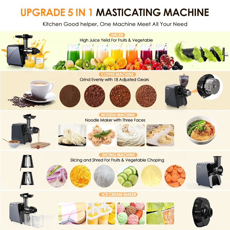 เครื่องสกัดน้ำผลไม้แบบมัลติฟัง - Electric Slow Juicer Cold Press บทวิจารณ์และราคา