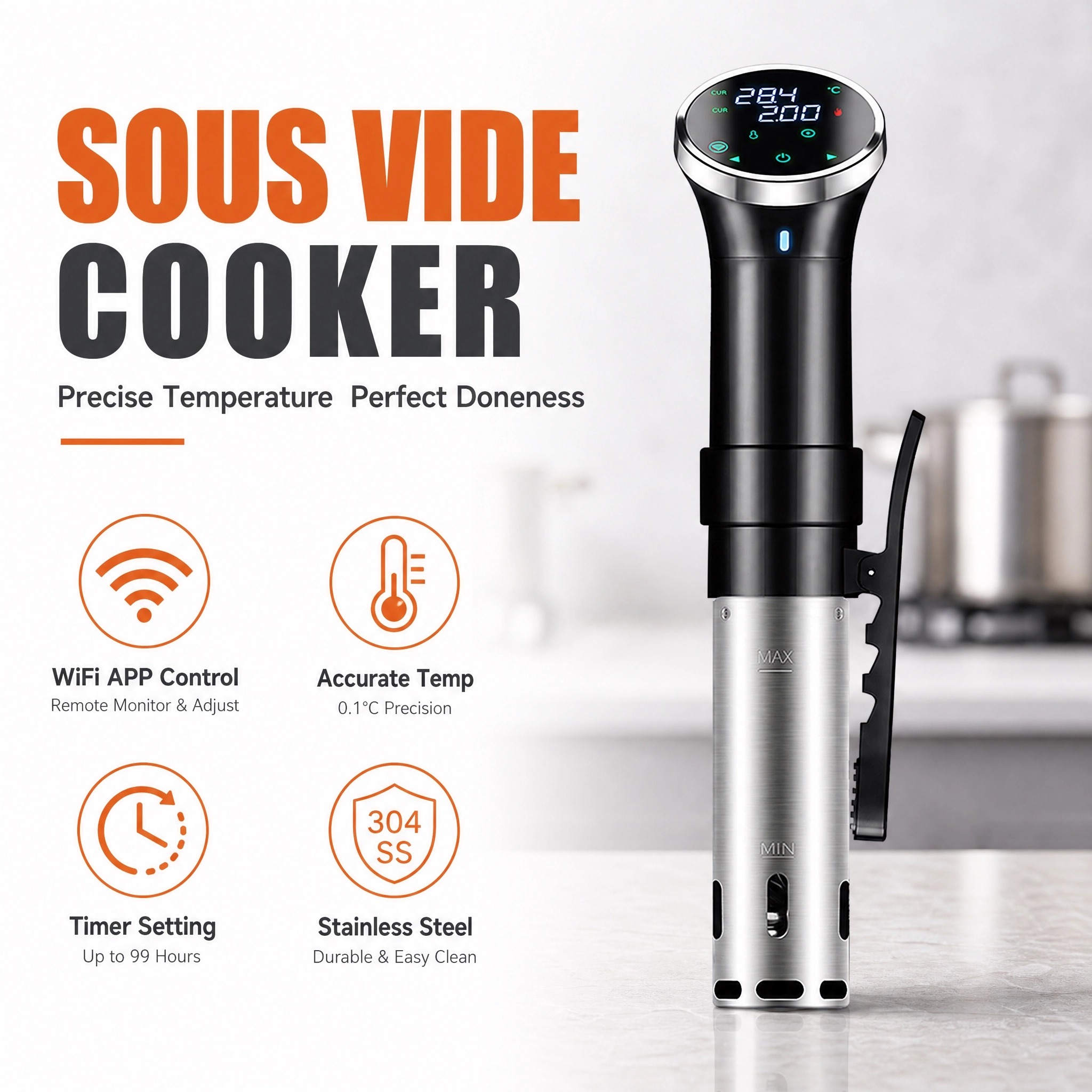 เครื่องทำอาหารซูวีดแบบดิจิตอลพ - Digital Sous Vide Precision Cooker บทวิจารณ์และราคา