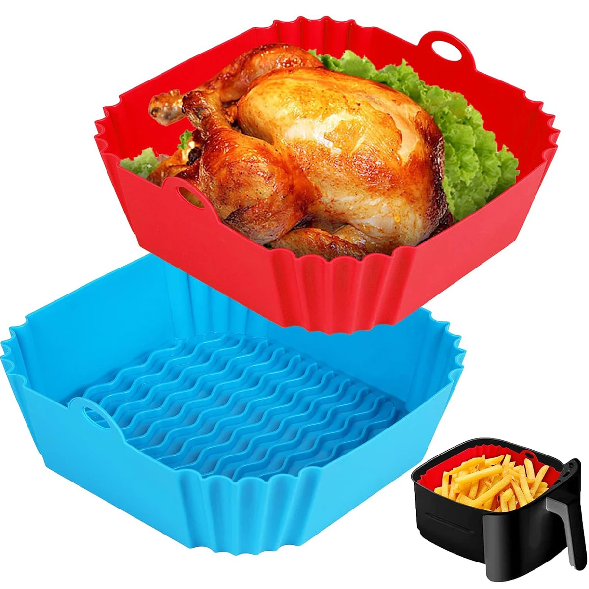 หม้อทอดไร้น้ำมันซิลิโคน, ตะกร้ - Air Fryer Silicone Pot Liner บทวิจารณ์และราคา