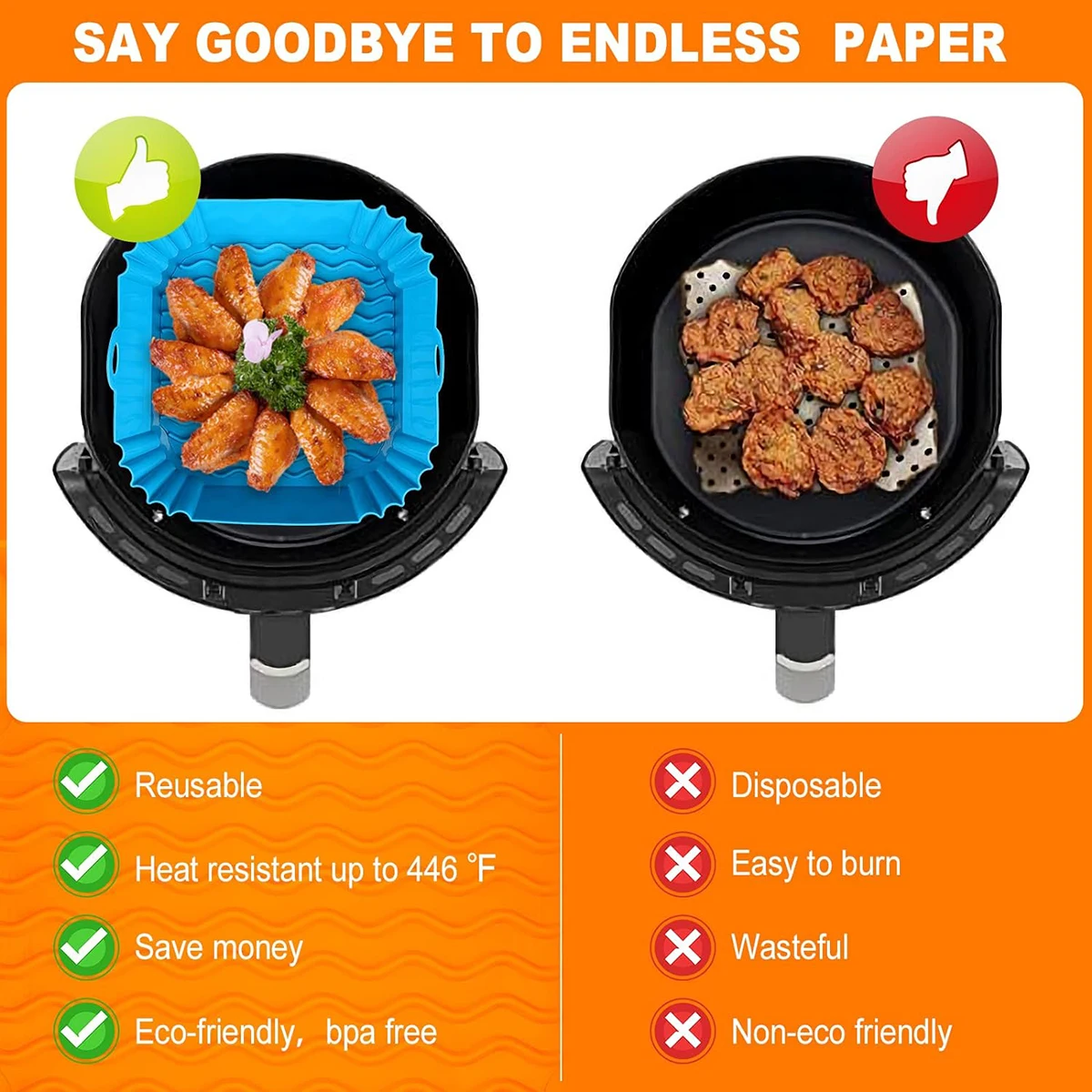 หม้อทอดไร้น้ำมันซิลิโคน, ตะกร้ - Air Fryer Silicone Pot Liner บทวิจารณ์และราคา