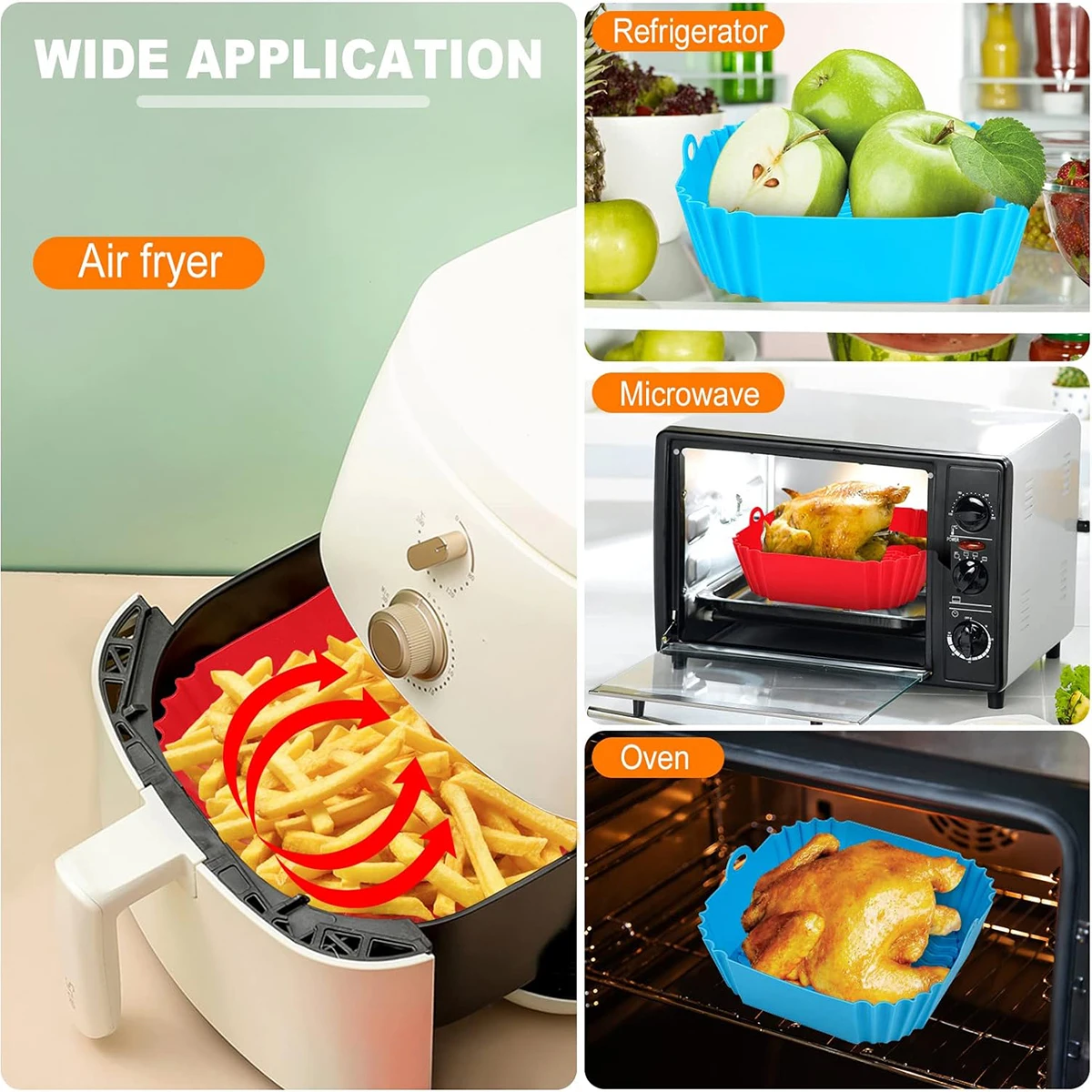 หม้อทอดไร้น้ำมันซิลิโคน, ตะกร้ - Air Fryer Silicone Pot Liner บทวิจารณ์และราคา