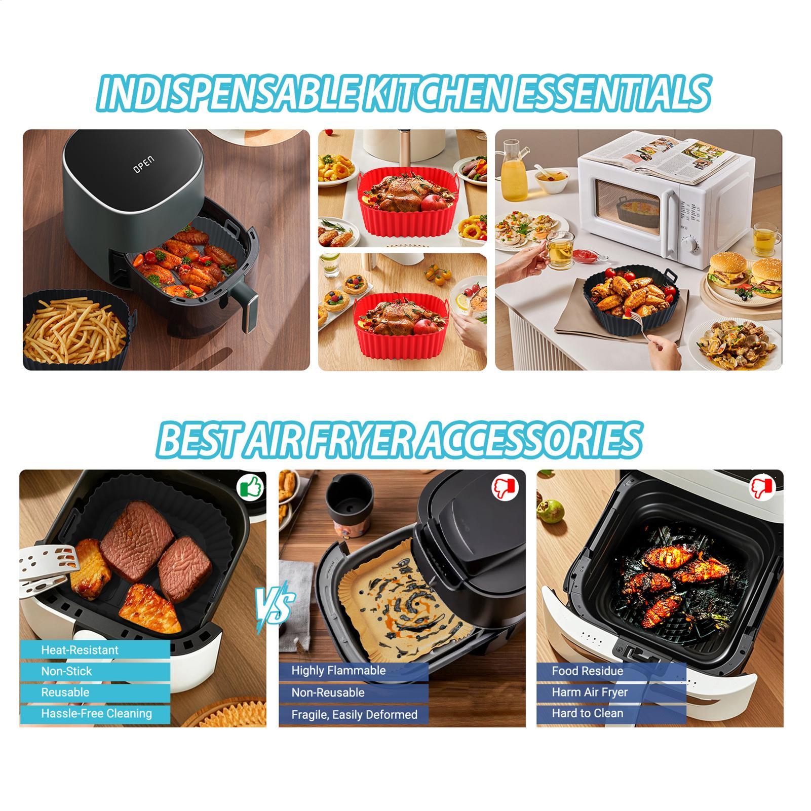 แผ่นรองซิลิโคนสำหรับหม้อทอดไร้ - Air Fryer Silicone Pot Liner บทวิจารณ์และราคา