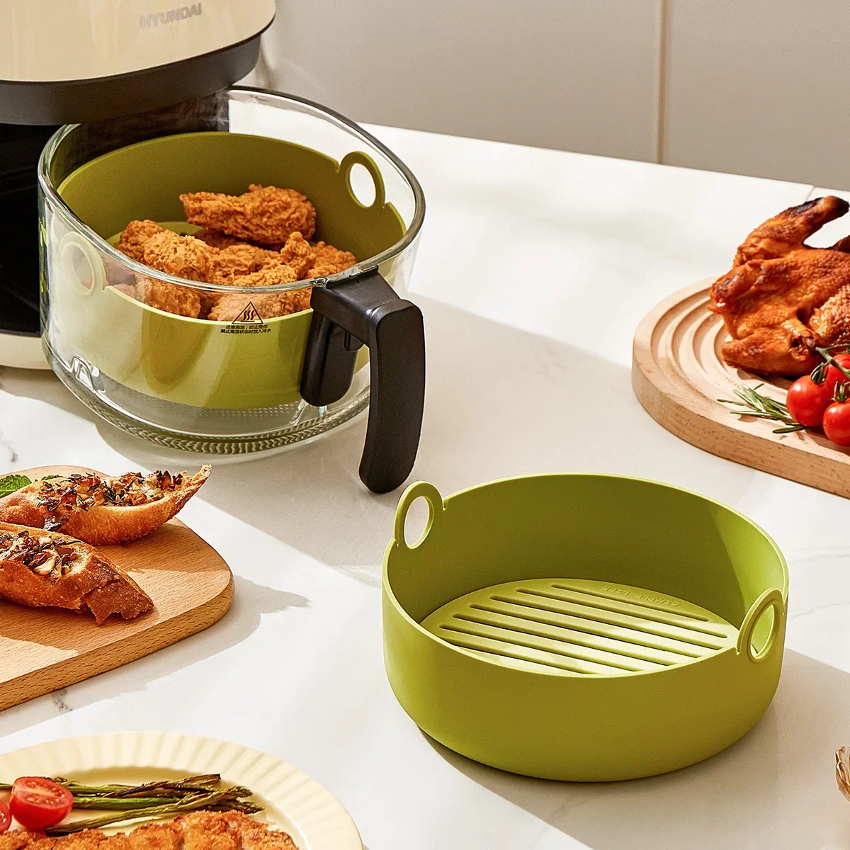 ชามซิลิโคนหม้อทอด Air fryer ทร - Air Fryer Silicone Pot Liner บทวิจารณ์และราคา