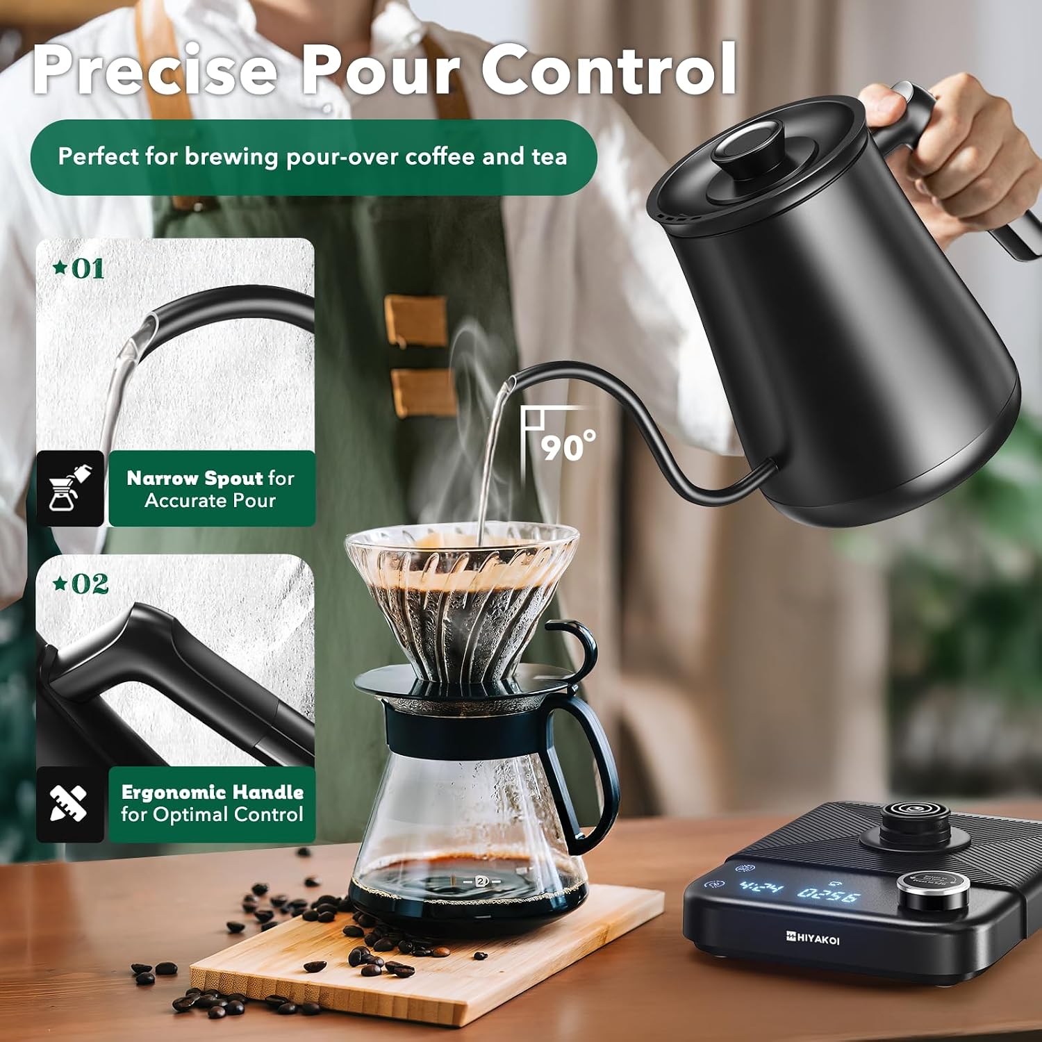 กาต้มน้ำไฟฟ้าแบบคอห่าน ±1 ℉    - Electric Kettle Temperature Control บทวิจารณ์และราคา