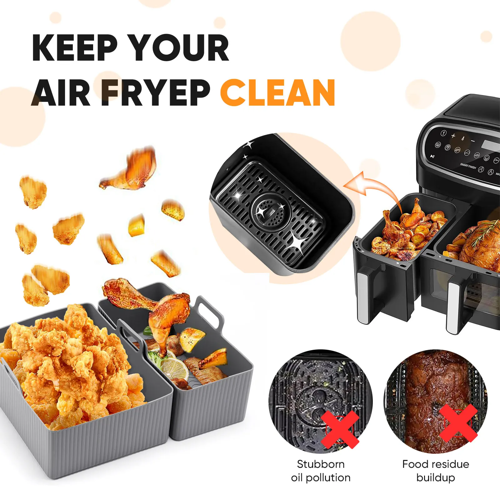 ชุด 2 ชิ้น แผ่นซิลิโคนสำหรับหม - Air Fryer Silicone Pot Liner บทวิจารณ์และราคา