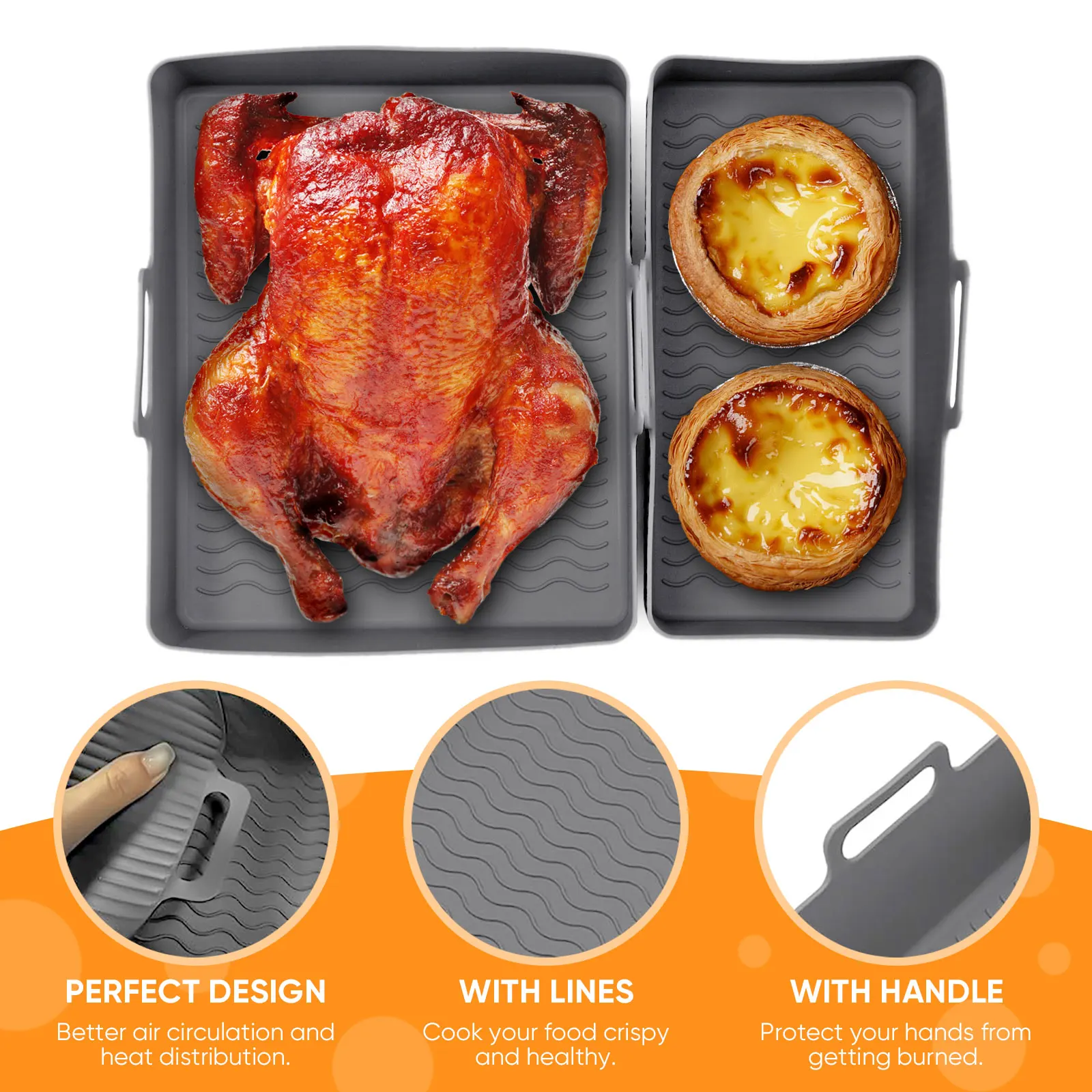 ชุด 2 ชิ้น แผ่นซิลิโคนสำหรับหม - Air Fryer Silicone Pot Liner บทวิจารณ์และราคา